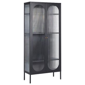 Beliani Beliani - Estante De Metal Negro Dorado 181 Cm Vidrio Expositor 2 Puertas Oficina Foxton
