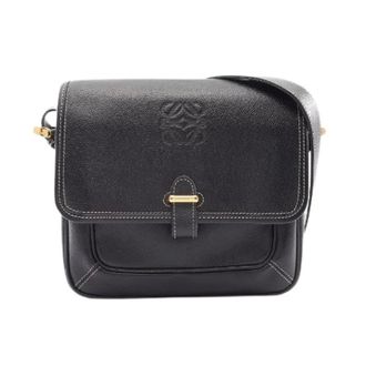 Loewe Pre-owned Anagram Leren Schoudertas - Dames - Pre-owned - Zwart - Maat: ONE Size Leer