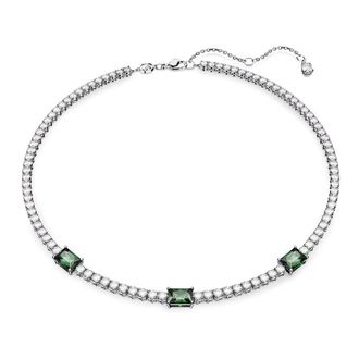 Swarovski Unisex Matrix Tennis Ketting Groen Gerhodineerd 5666168 - Dames - Kettingen - Grijs - ONE Size - Accessoires