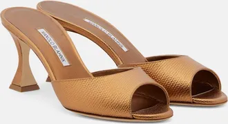 Manolo Blahnik Jadaron metallic leather mules
