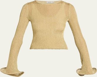 SIMKHAI Maebry Long-Sleeve Rib-Knit Top