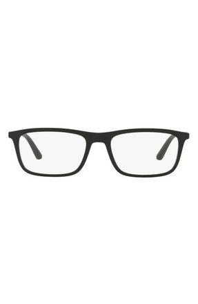 Emporio Armani 55mm Rectangular Glasses in Matte Black/clear at Nordstrom