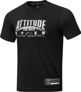 Li-Ning Basketball Attitude Is All Graphic T-shirt Black White AHST299-1
