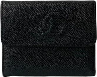 Chanel Pre-owned Wallets, female, Black, Size: ONE SIZE Pre-owned Leather Wallet