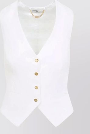 Elisabetta Franchi linen gilet tailored fit sleeveless chain