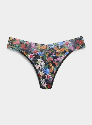 Hanky Panky Womens Printed stretch lace thong Nylon