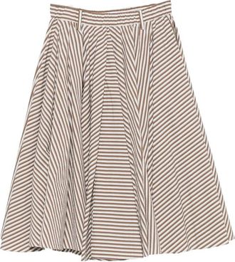 Brunello Cucinelli Striped Pleated Midi Skirt