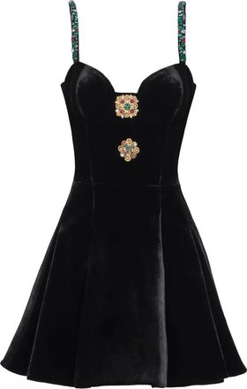 Balmain Abito in velluto con decorazione - Nero