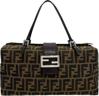 Fendi Pre-owned Handbags, female, Brown, Size: ONE SIZE Pre-owned Fold-Over Canvas Handbag