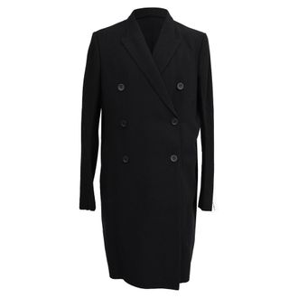 Rick Owens Double-Breasted Coat in Black wool