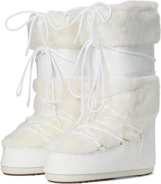 Moon Boot Icon Faux Fur Womens Cold Weather Boots White : 42/44 (US Womens 10-11.5) B - Medium, Synthetic