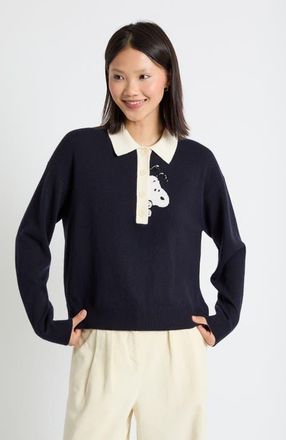 Chinti and Parker Wool-Cashmere Peanuts Polo Sweater in Navy at Nordstrom, Size X-Large