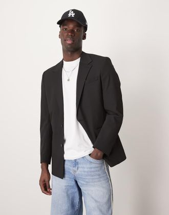 Selected Giacca da abito oversize nera-Nero