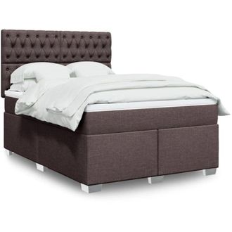 vidaXL Vidaxl - Cama Box Spring Con Colch&oacute;n Tela Marr&oacute;n Oscuro 140x200 Cm