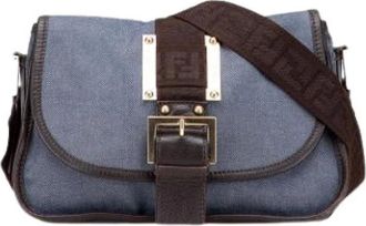 Fendi Pre-owned Cross Body Bags, female, Blue, Size: ONE SIZE Pre-owned Denim Crossbody Bag