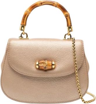 Gucci Pre-owned Bamboo Night - Dames - Vintage Handtas - Beige - ONE Size - Leer - Vintage