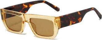 Generic Mens And Womens Square Small Frame Commuter Sunglasses Outdoor Vacation Party Photography(Yellow)