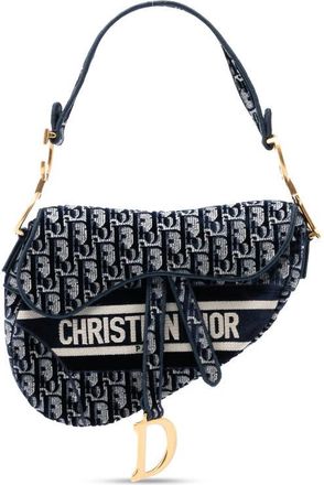 Dior Pre-owned Dior Oblique Embroidered Canvas Saddle Bag Ladies 50-MA-0211