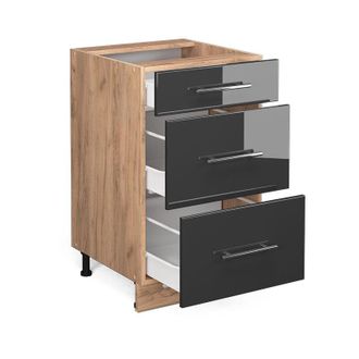 Vicco Mueble Bajo De Cocina Fame-line, Antracita Alto Brillo, 50 Cm, Et Antracita Vicco