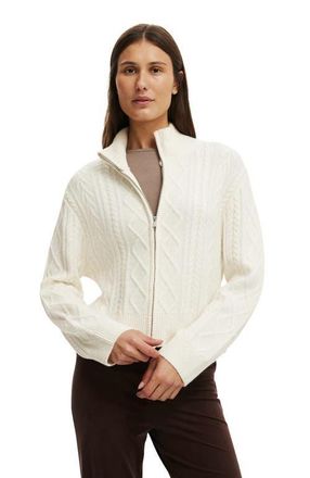 Cotton On Womens Cable Knit Bomber in Porcelain Cable at Nordstrom, Size Medium