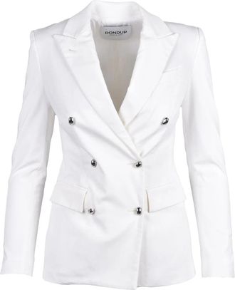 Dondup White Modal Cotton Elastane Double-Breasted Jacket