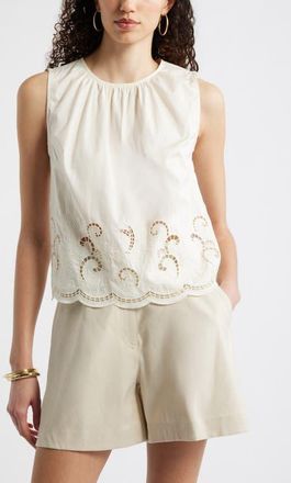 Nordstrom Schiffly Sleeveless Top in Ivory Tofu at Nordstrom, Size Xx-Small