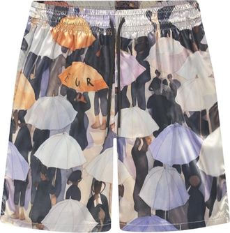 Flaneur Flâneur, Korte Broeken, Heren, Paars, XL, Polyester, Paarse Paraplu Shorts met Print