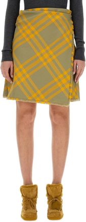 Burberry Wool-Blend Kilt Skirt - Yellow