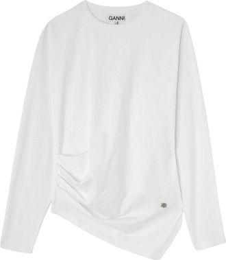 Ganni Heavy Stretch Cotton Draped Blouse