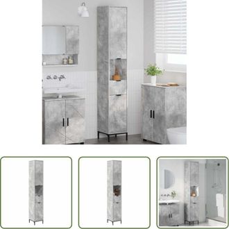 vidaXL Armadio da bagno - Mobile da Bagno con cassetto Grigio cemento 31,5 x 33 x 190 cm