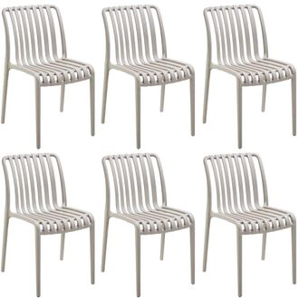 TecTake Garden chairs Alcudia - durable, stackable & weather-resistant in Taupe | Size: 6 Person