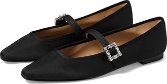 Badgley Mischka Brystol Womens Flat Shoes Black : 8.5 M, Leather/Silk