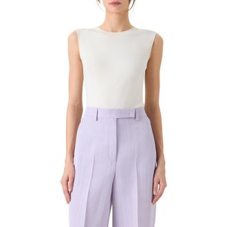 Akris Sleeveless Silk Sweater in Ecru at Nordstrom, Size 10