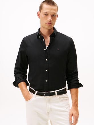 Tommy Hilfiger Langarmhemd TOMMY HILFIGER FLEX FLANNEL SOLID SHIRT, Herren, Gr. XXL, N-Gr, schwarz, Web, Obermaterial: 98% Baumwolle, 2% Elasthan, unifarben, regular