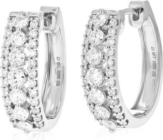 Vir Jewels 1 cttw Lab Grown Diamond Hoops Earrings in Sterling Silver With Hidden Post For Women