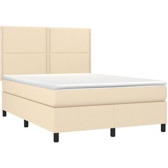 vidaXL Vidaxl - Cama Box Spring Colch&oacute;n Y Luces Led Tela Crema 140x200 Cm