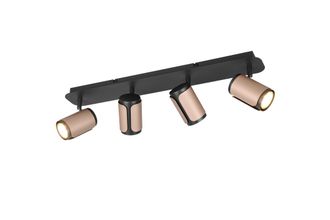 Trio Barra 4 Luci, Metallo, Nero E Caff&egrave;, L 60 Cm, Gillan