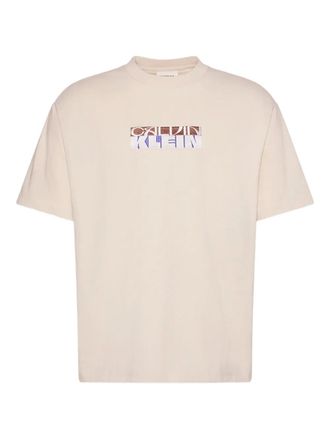 Calvin Klein logo-graphic T-shirt - men - Cotton - L - Neutrals
