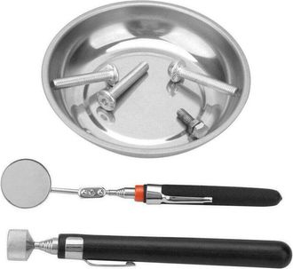 Trade Shop Trade Shop - Vassoio Vaschetta Piatto Magnetico Con Calamita E Specchietto Telescopico 3pz