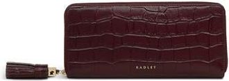 Radley London Noble Alley Croc Embossed Zip Wallet in Dark Cherry at Nordstrom Rack