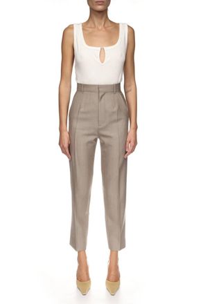 Victoria Beckham High Waisted 3/4 Trouser In Limestone