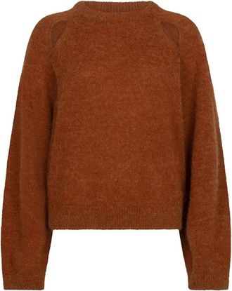 Dante6 Kyoto Cut-out Crewneck Sweater - Dames - Truien - Bruin - Maat: S Wol