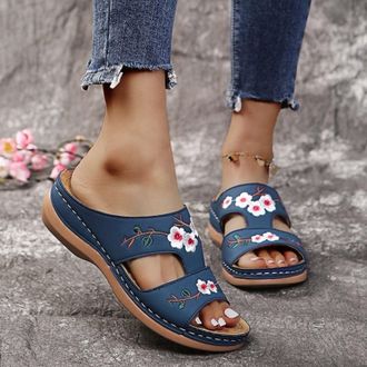Generic Women Orthopedic Sandals With Arch Support 2026 Orthopedic Open Toe Wedge Sandals Flat Casual Comfortable Platform Slides Outdoor Walking Flip Flops S