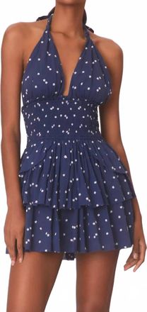 LoveShackFancy Deanna Halter Dress In Navy Night Fall