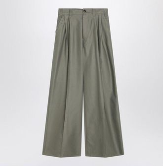 Maison Margiela Womens Army Green Cotton Wide-leg Pant - Sage Green - Size EU 38 (Womens)