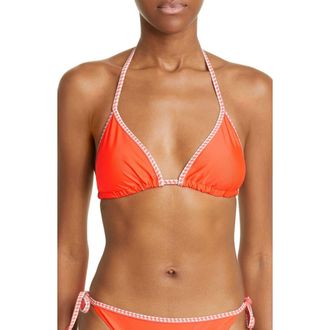 Lemlem Lena Triangle Bikini Top in Neon Orange at Nordstrom Rack, Size Medium