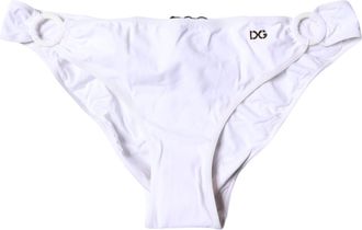 Dolce & Gabbana White Nylon Beachwear Bikini Bottom Womens Swimwear
