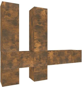 vidaXL 7 Piece TV Cabinet Set Smoked Oak Engineered Wood vidaXL