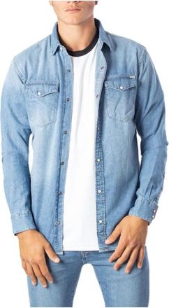 Jack & Jones Blauwe Jeans Overhemd met Lange Mouwen - Heren - Spijkeroverhemden - Blauw - XS - Katoen - Overhemden