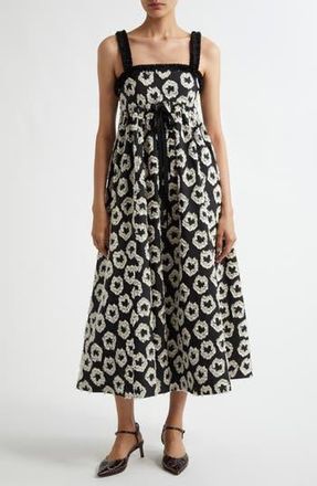 Ulla Johnson Mira Fray Trim Print Sleeveless Maxi Dress in Eclipse at Nordstrom Rack, Size 10